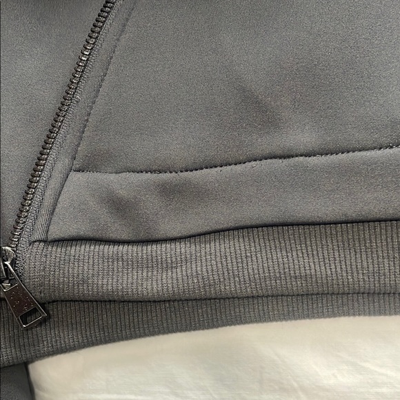 Grey Moto Jacket with Front Zipper Structured Shoulders and Lapel Collars Size S - Picture 12 of 13